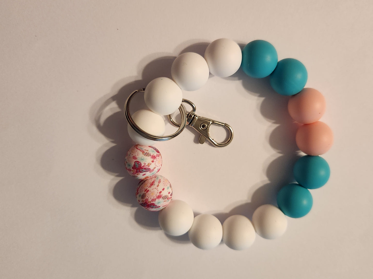 Pink & Blue Butterfly: Custom Wristlet Keychain: