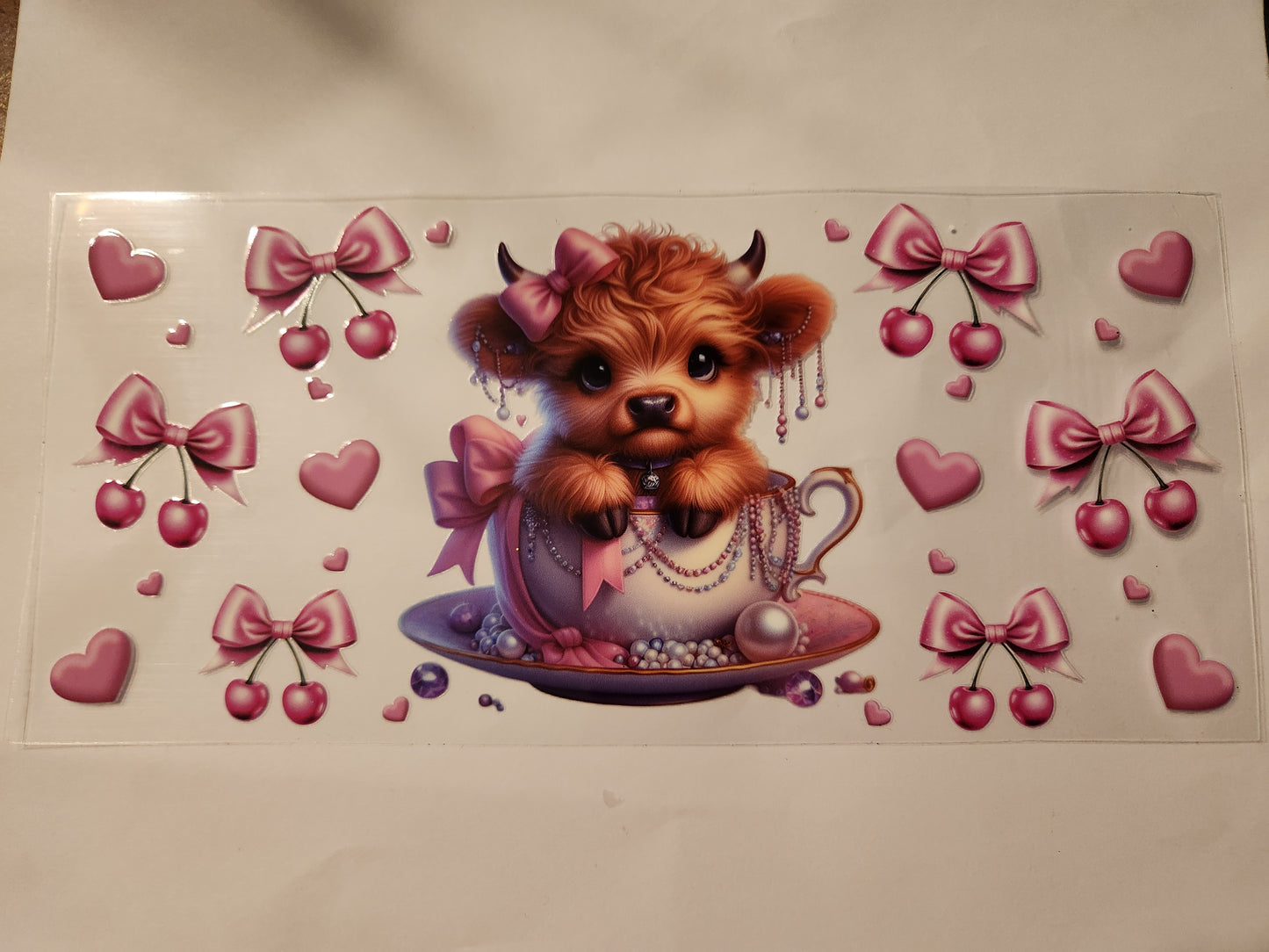 Highland Cow with Cherry & Bows