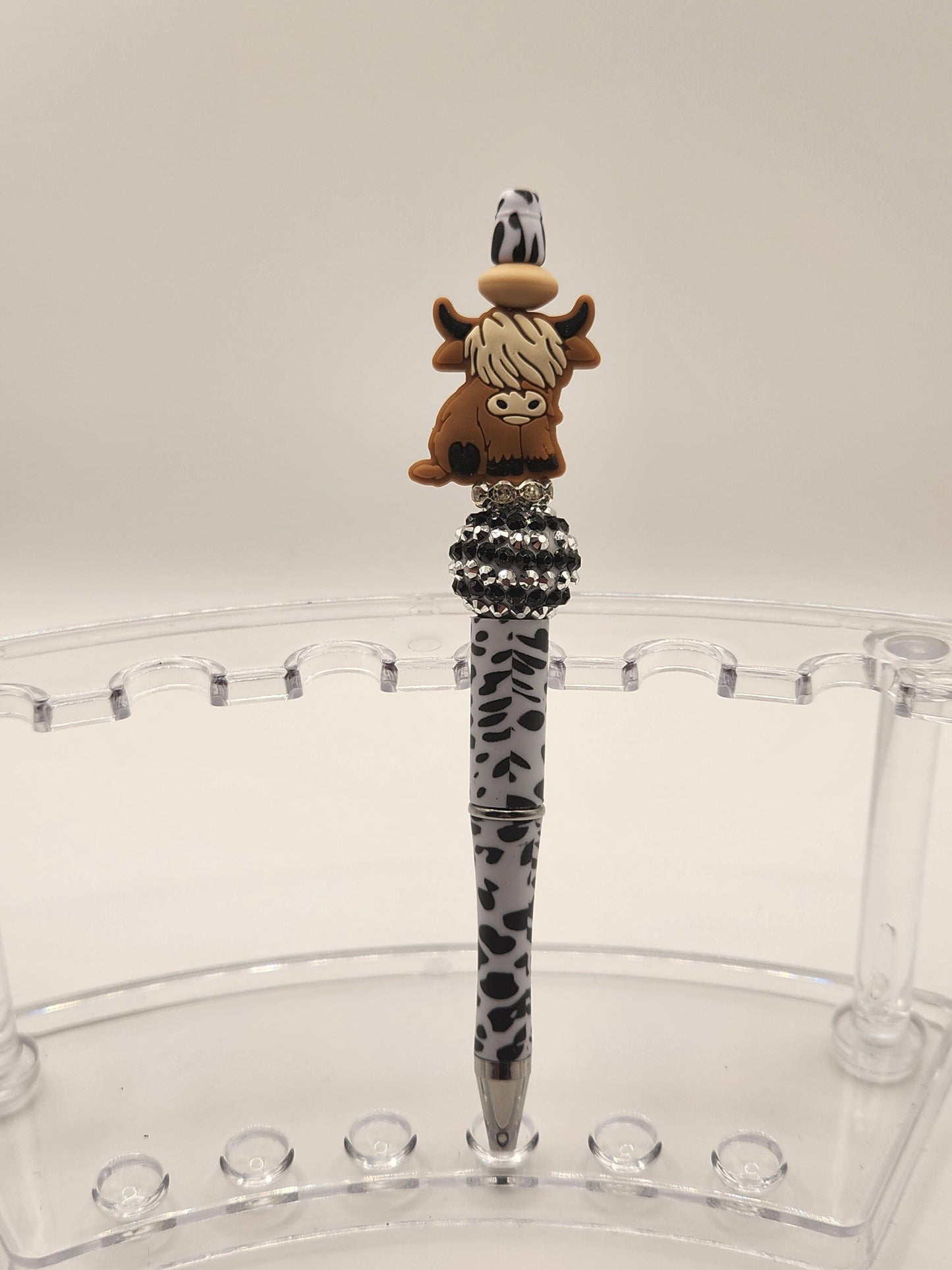 Acrylic & Silicone Highland Cow Beaded Pen
