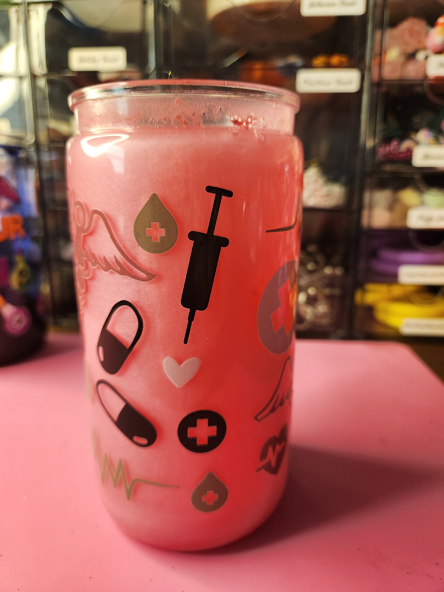 Nurse Fuel Pink Shimmer Tumbler