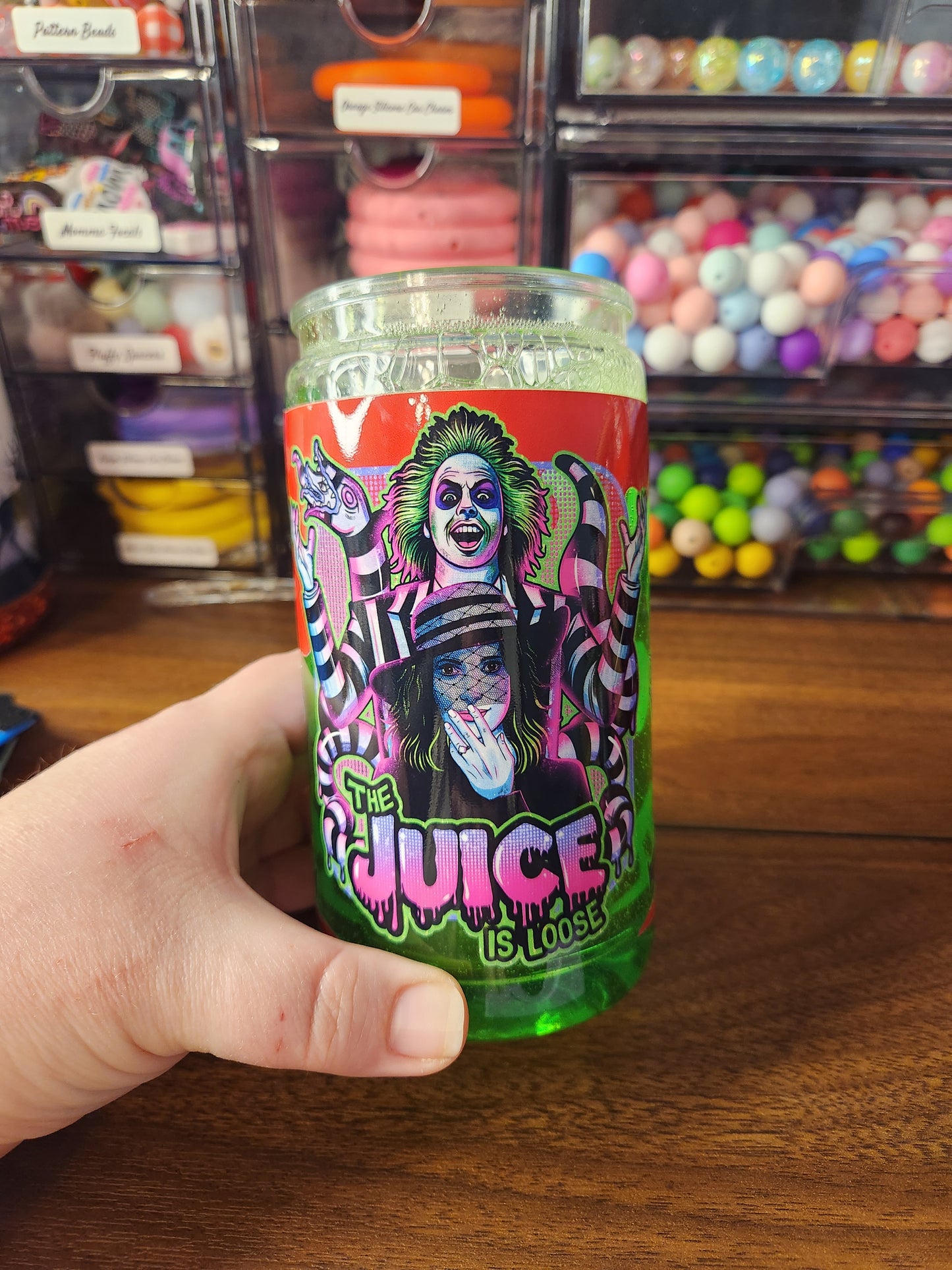 Acrylic Beetlejuice Snow Globe Tumbler
