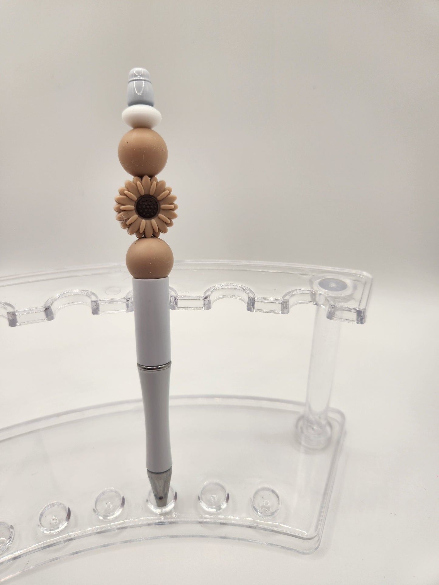 Tan Sun Flower Beaded Pen