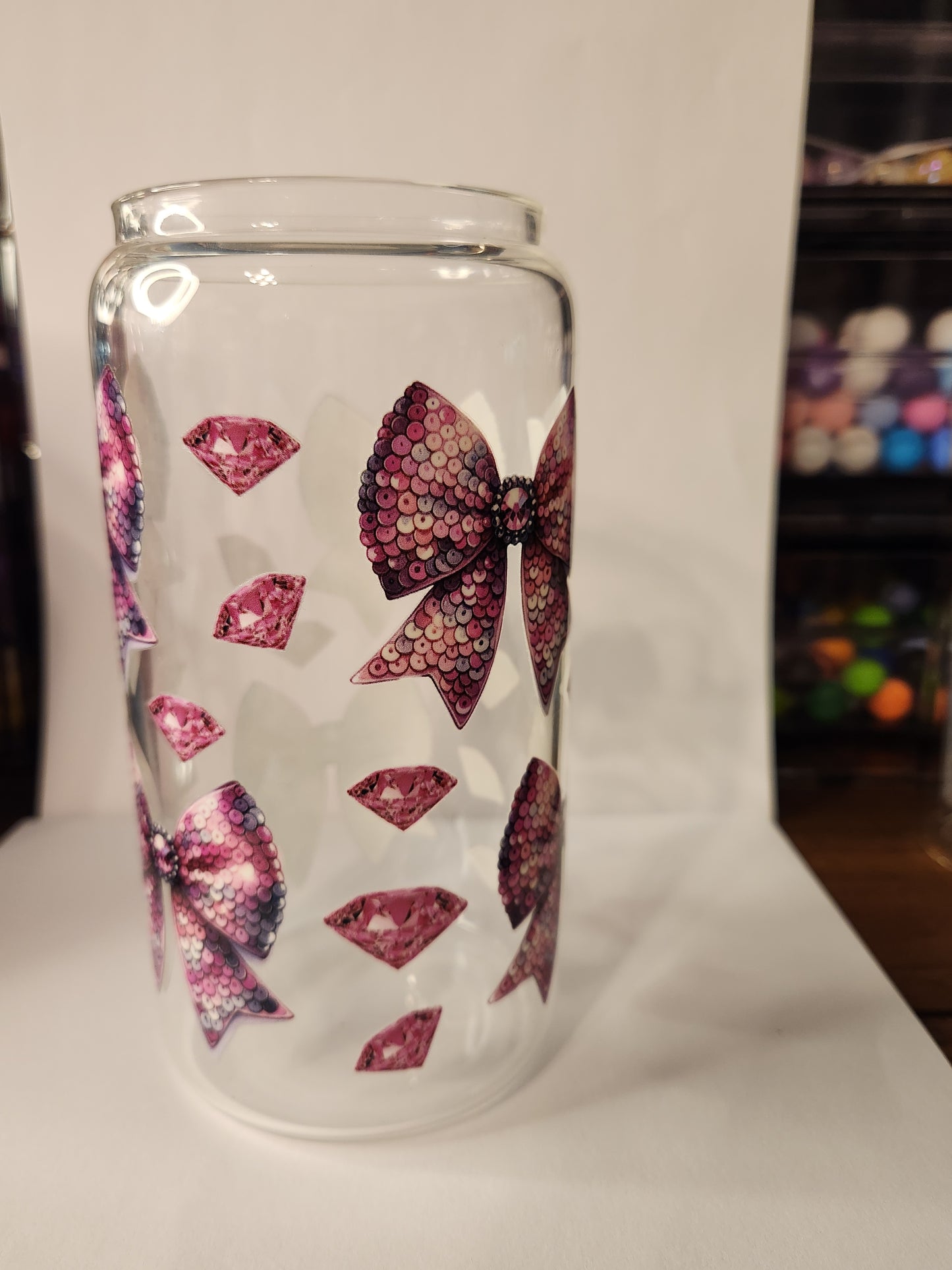Clear Glass Bow & Dimond's Tumbler
