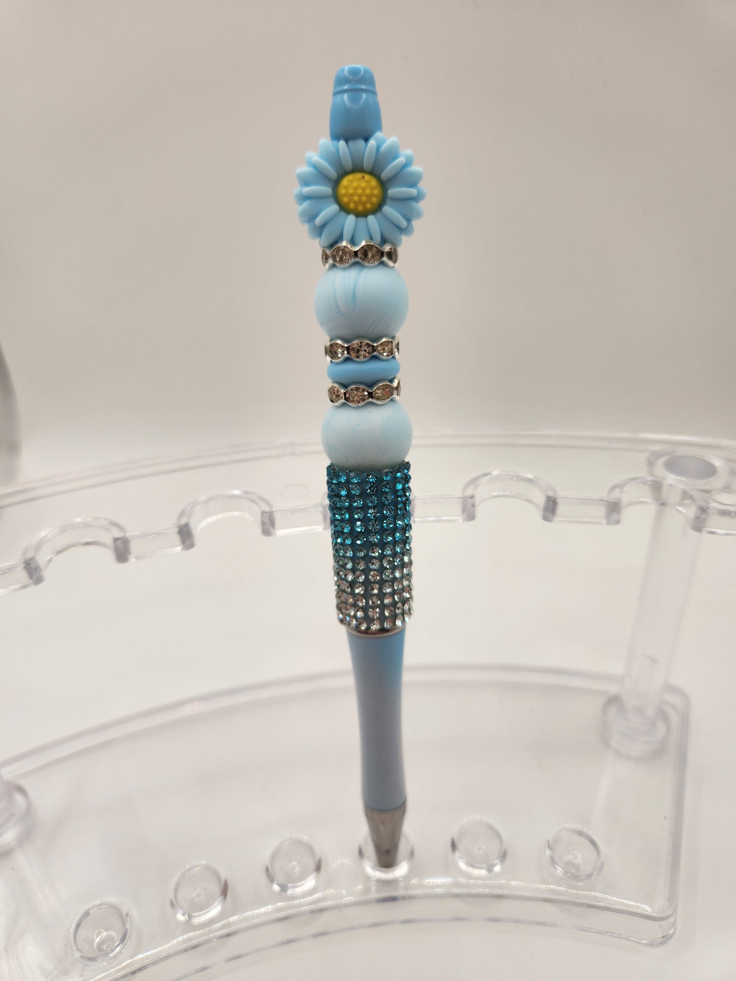 Blue Sunflower On a Rhinestone Pen