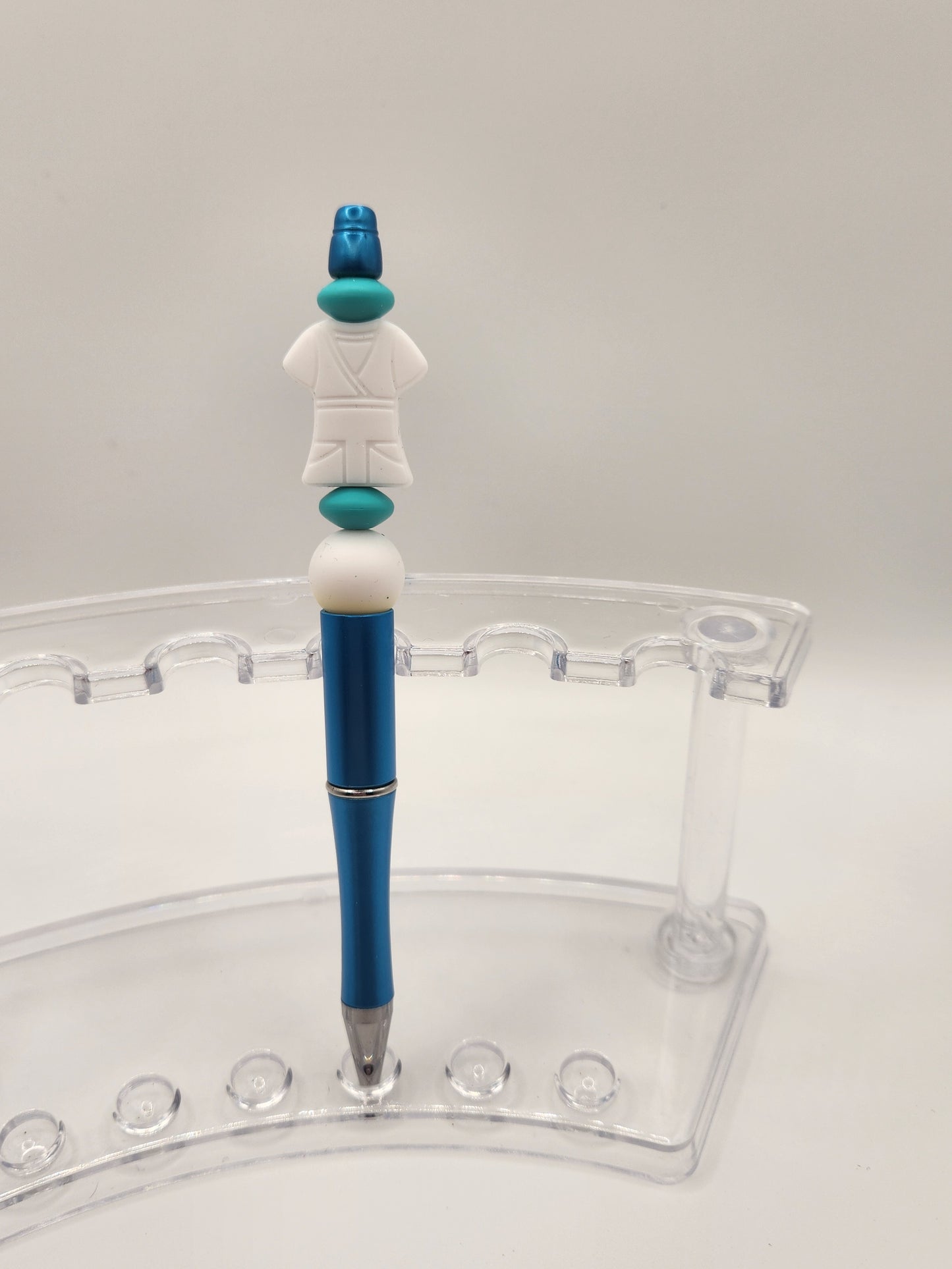 White Scrub Top Beaded Pen