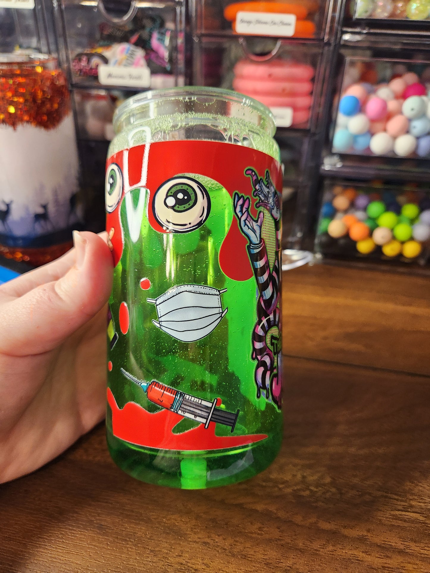 Acrylic Beetlejuice Snow Globe Tumbler