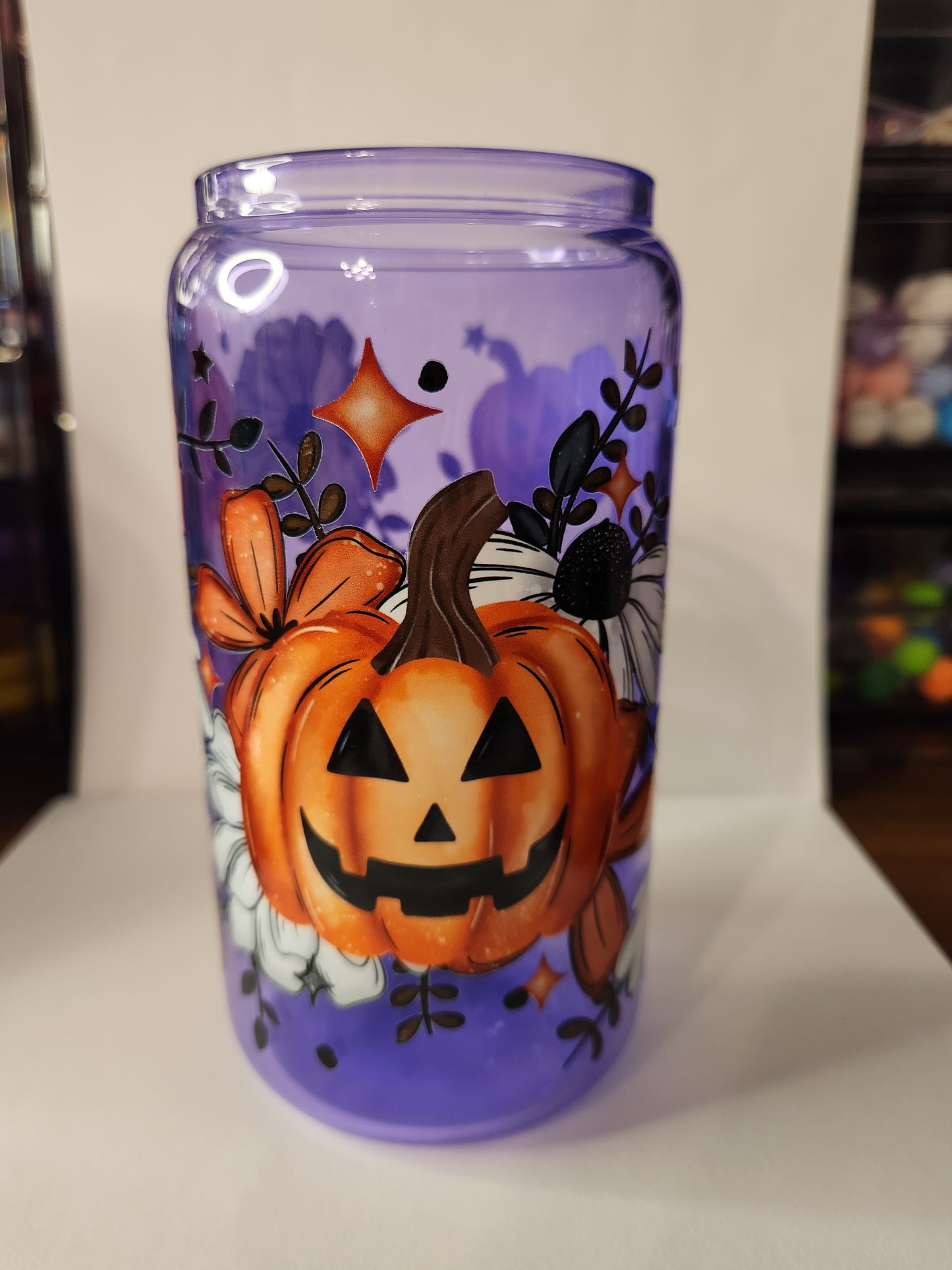 Purple Pumpkin & Floral Tumbler