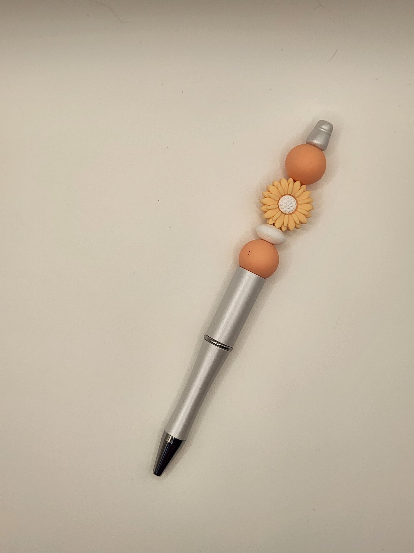 Peach Sun Flower Beaded Pen