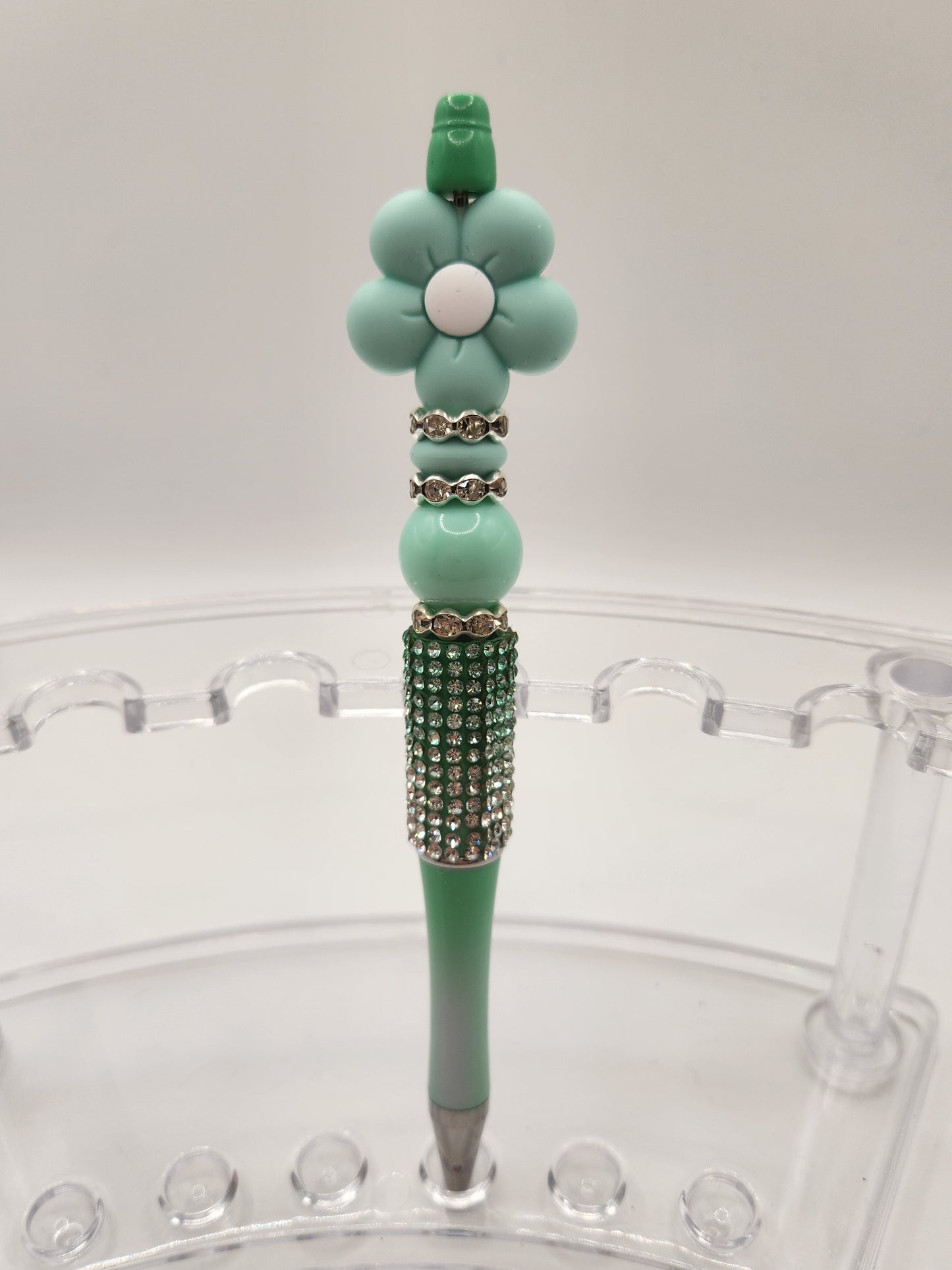 Light Blue Daisy with Rhinestone Pen