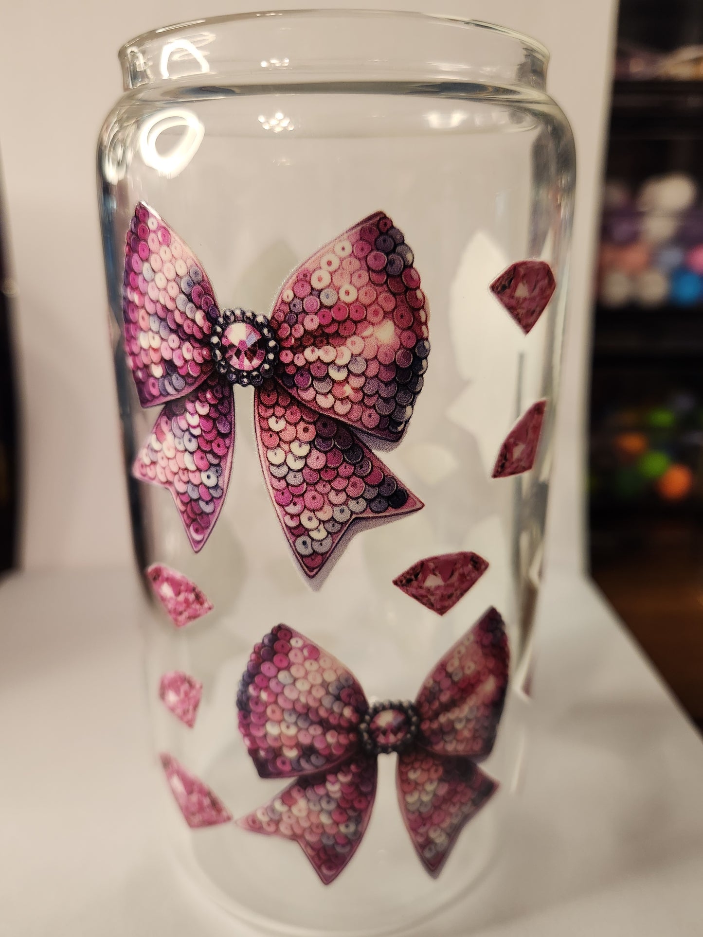 Clear Glass Bow & Dimond's Tumbler