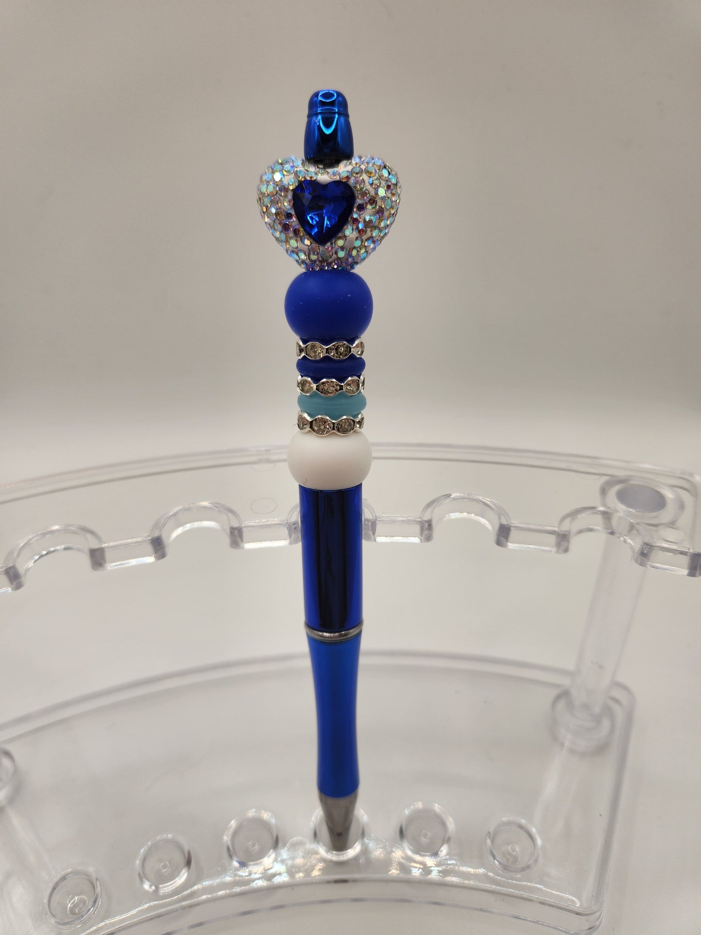 Dark Blue Gem Heart with Rhinestones