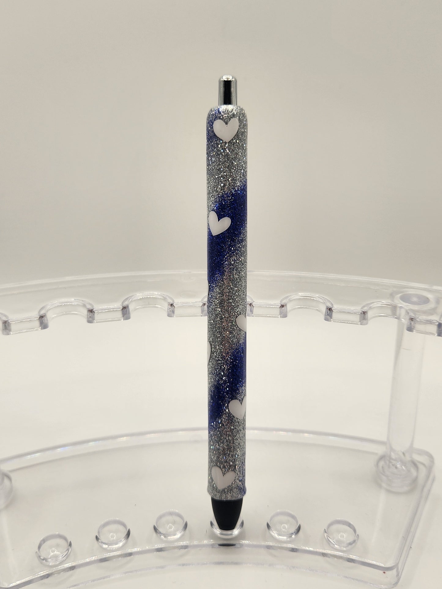 Blue & Silver Swirl with Hearts Pen