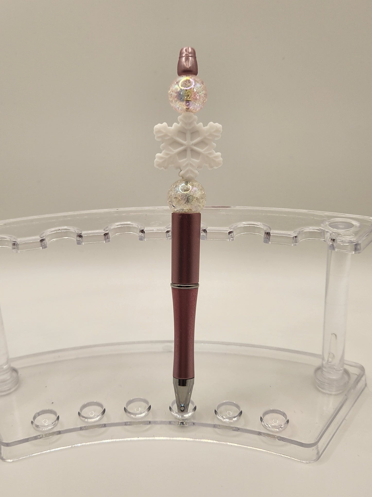 Acrylic & Silicone White Snowflake Beaded Pen