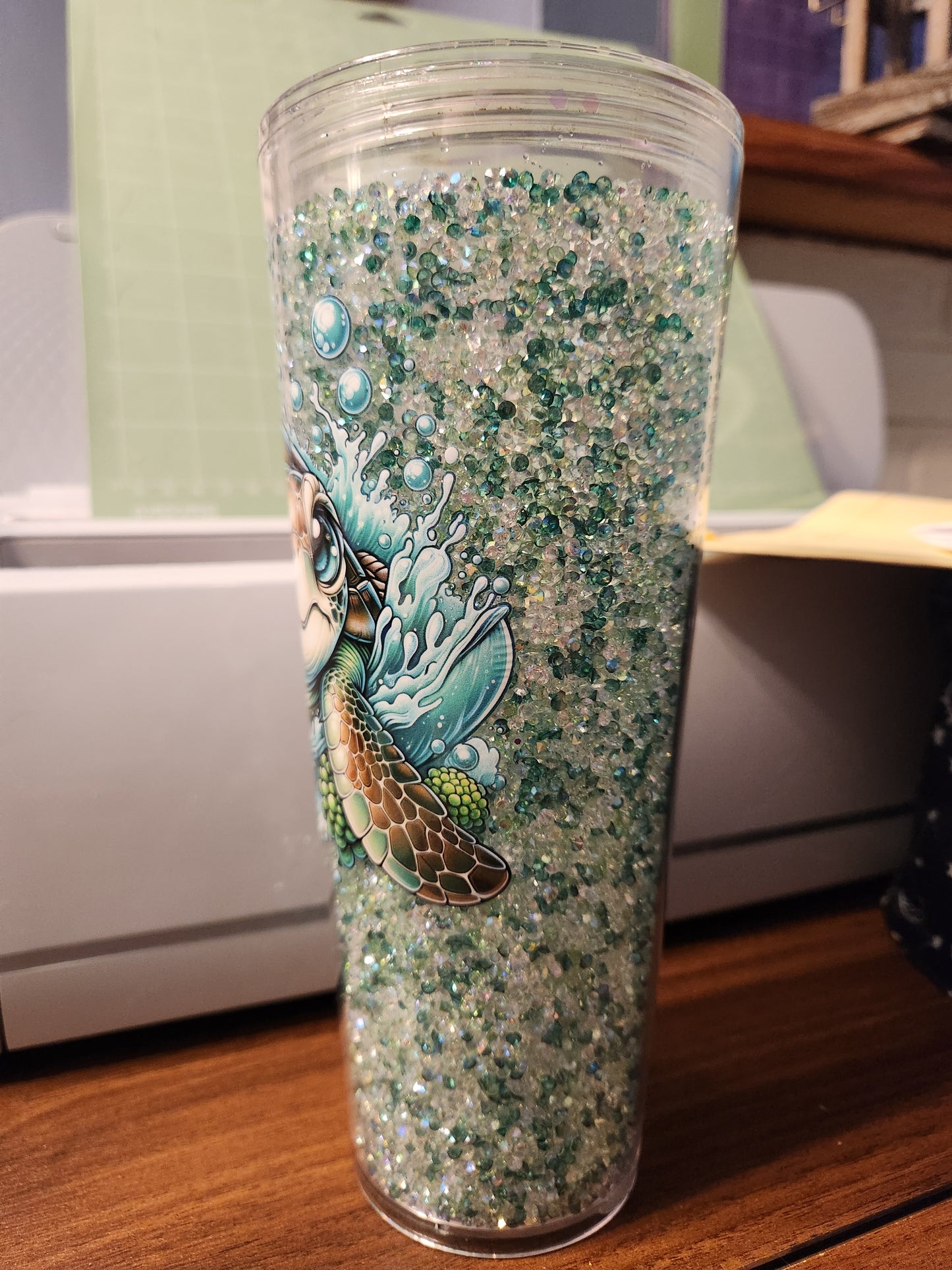 24oz Acrylic Snow Globe Tumbler with Straw