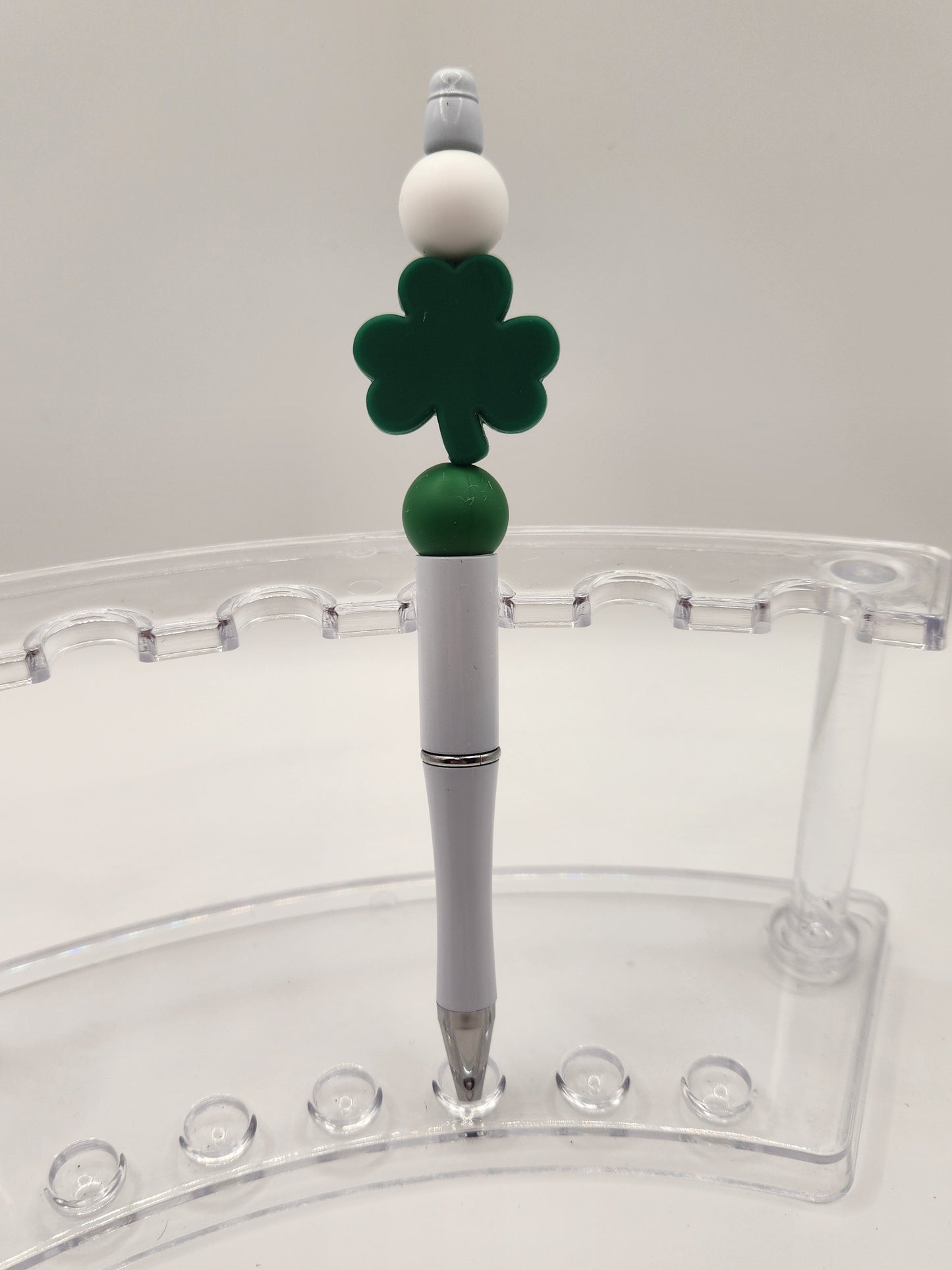 Dark Green 3 Leaf Clover Beaded Pen