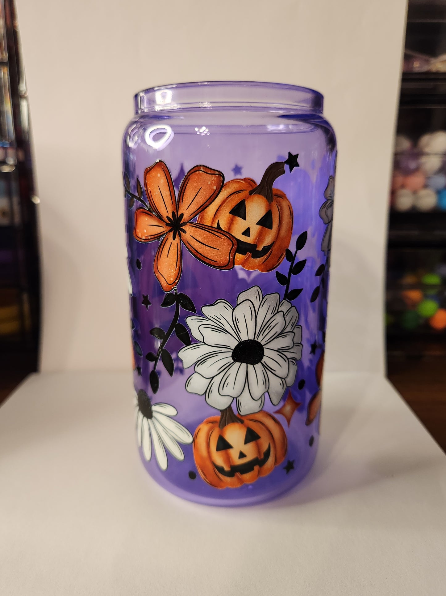 Purple Pumpkin & Floral Tumbler