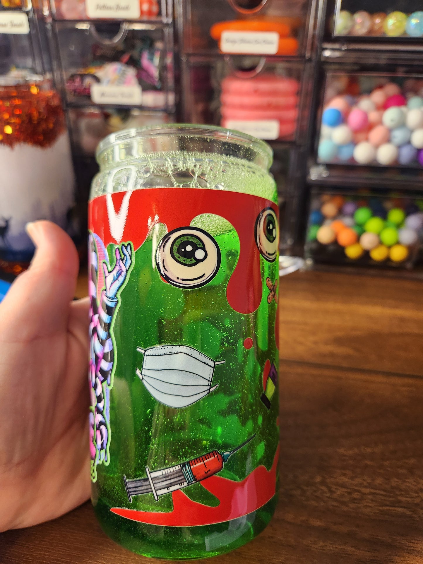 Acrylic Beetlejuice Snow Globe Tumbler