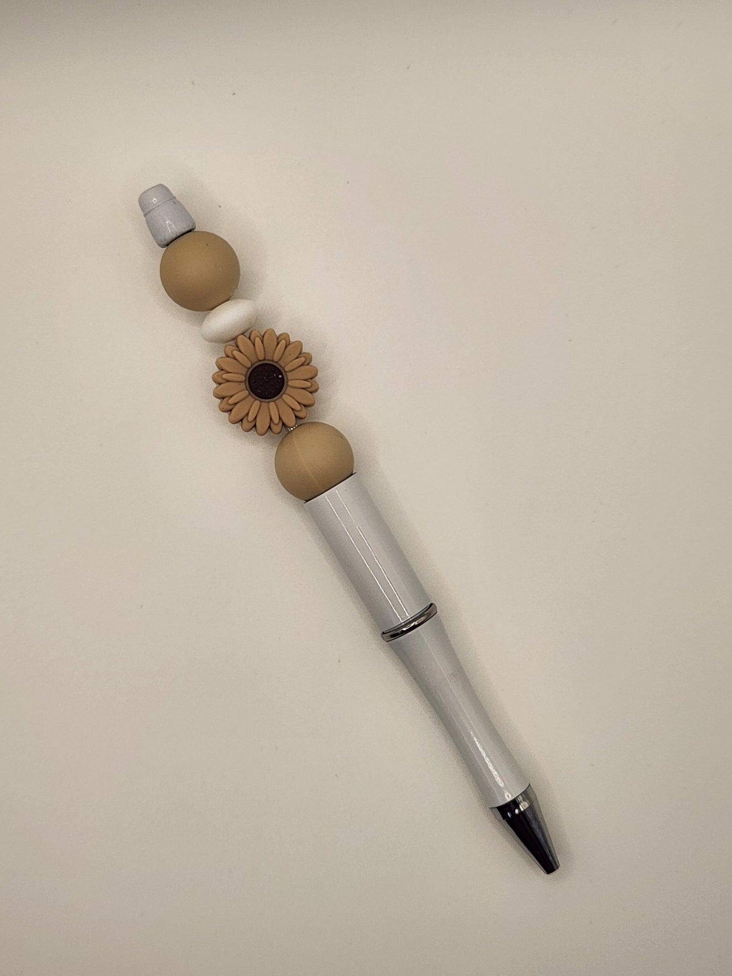 Small Tan Sun Flower Beaded Pen