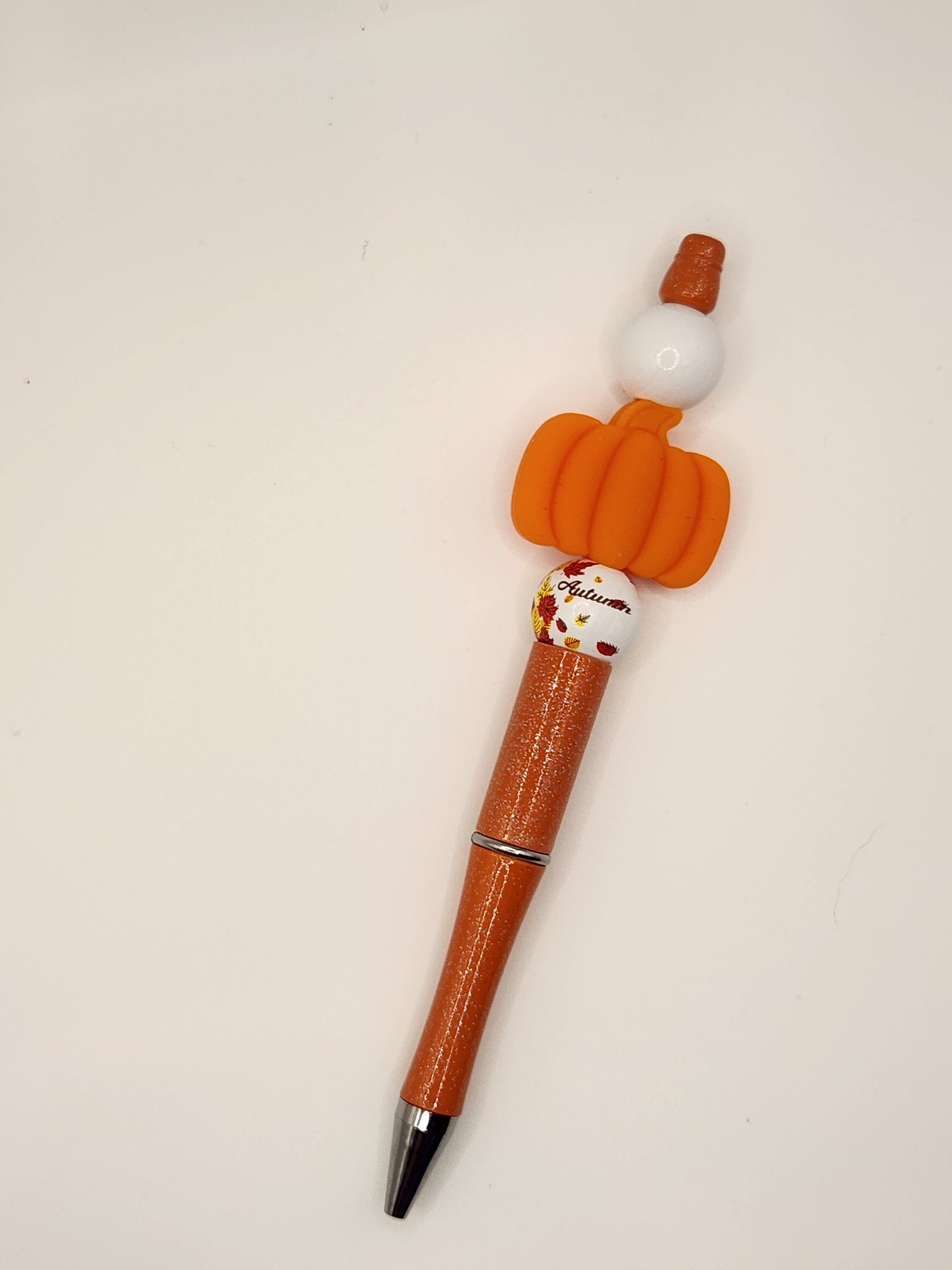 Orange Pumpkin: Pre-Made Beaded Pen