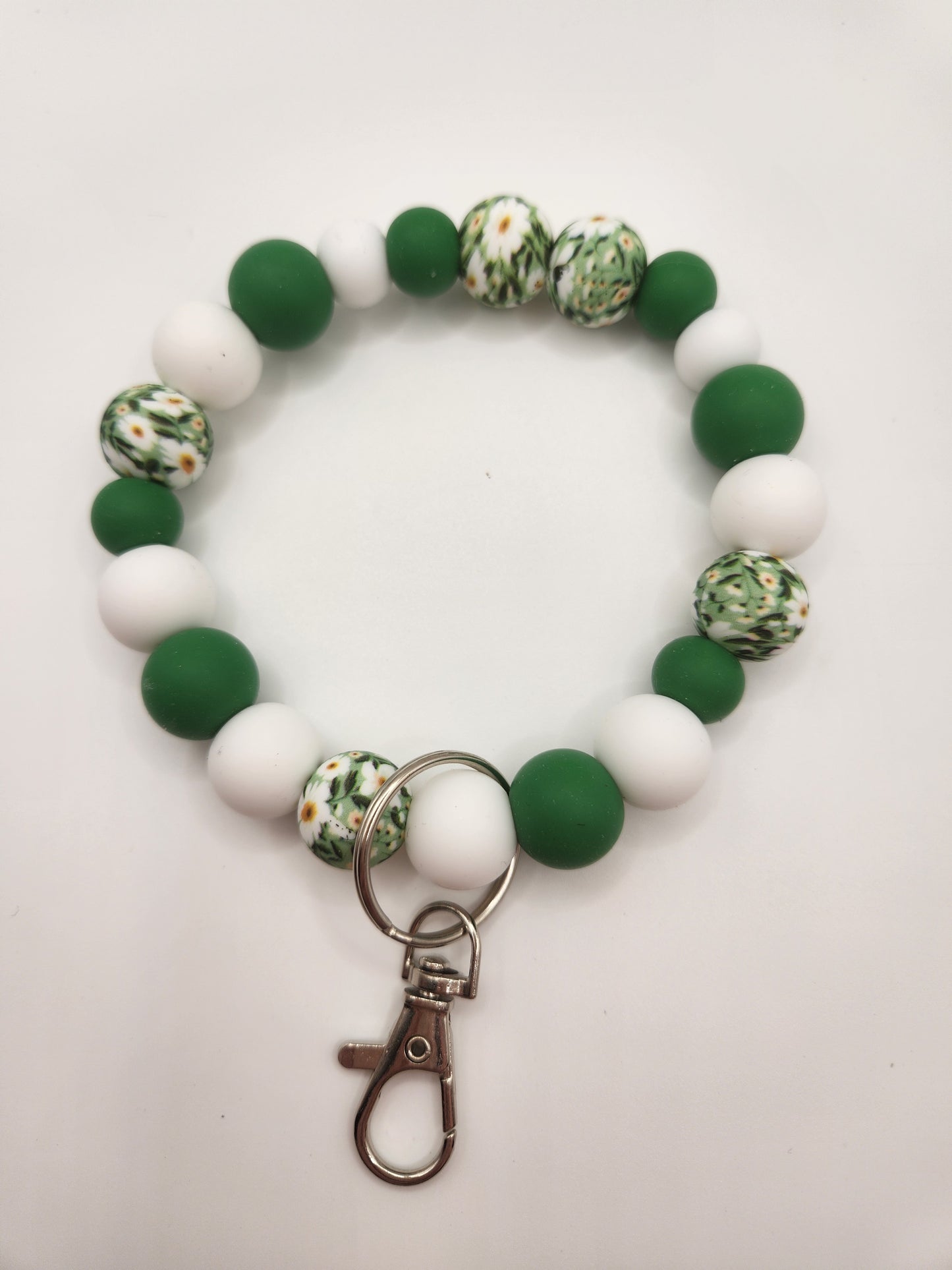 Green Floral Wristlet