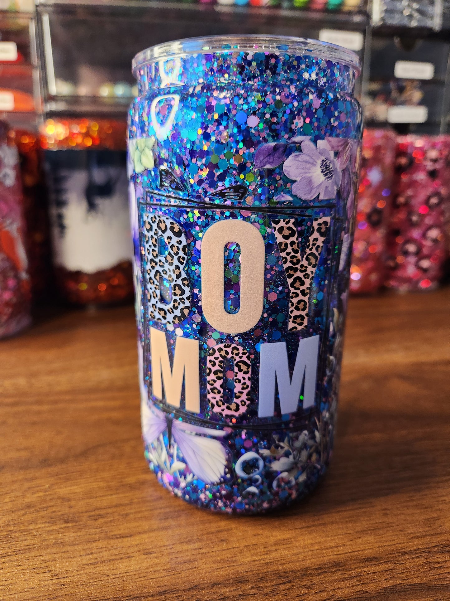 Boy Mom Acrylic Snow Globe Tumbler