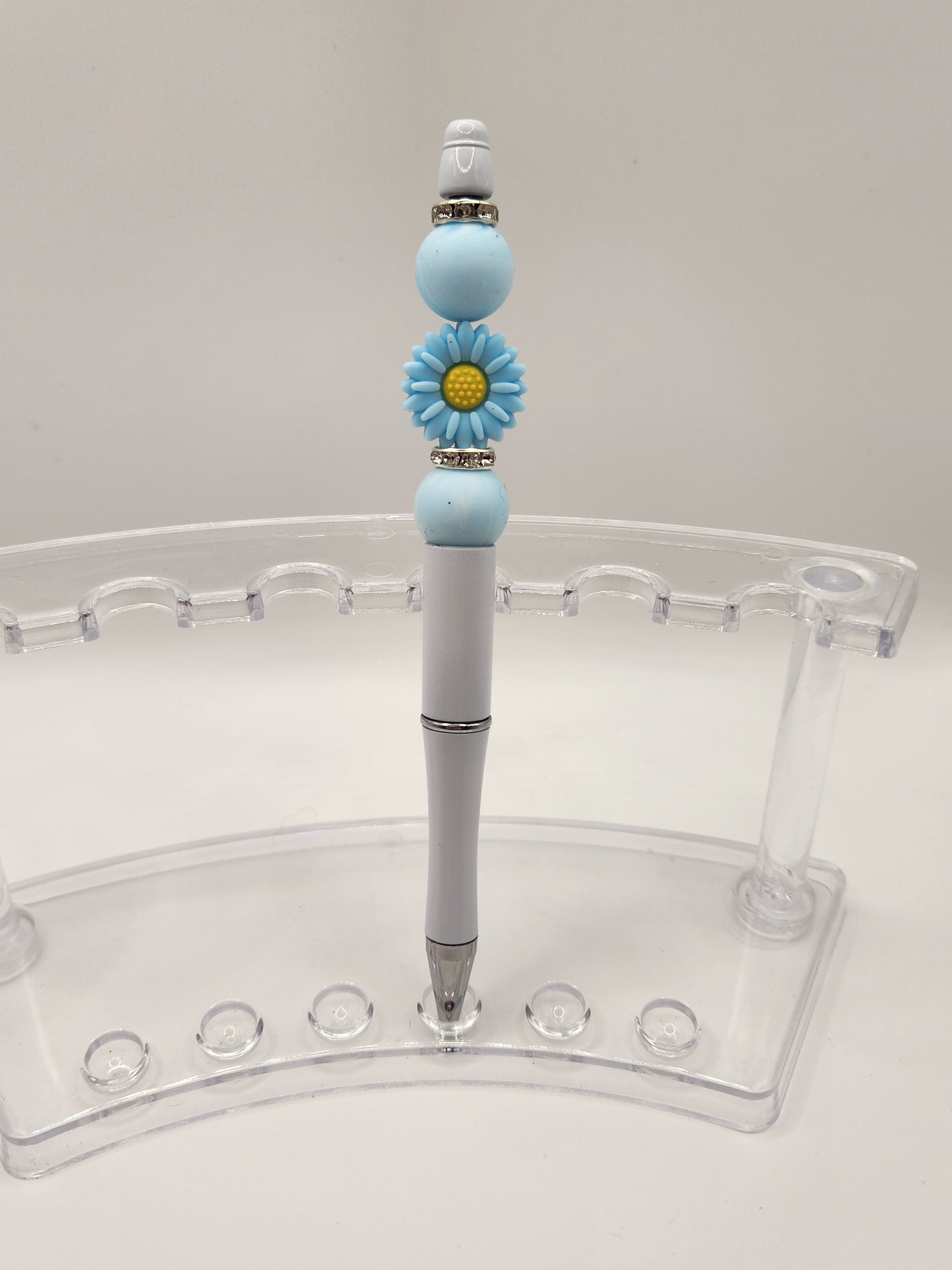 Pale Blue Sun Flower Beaded Pen
