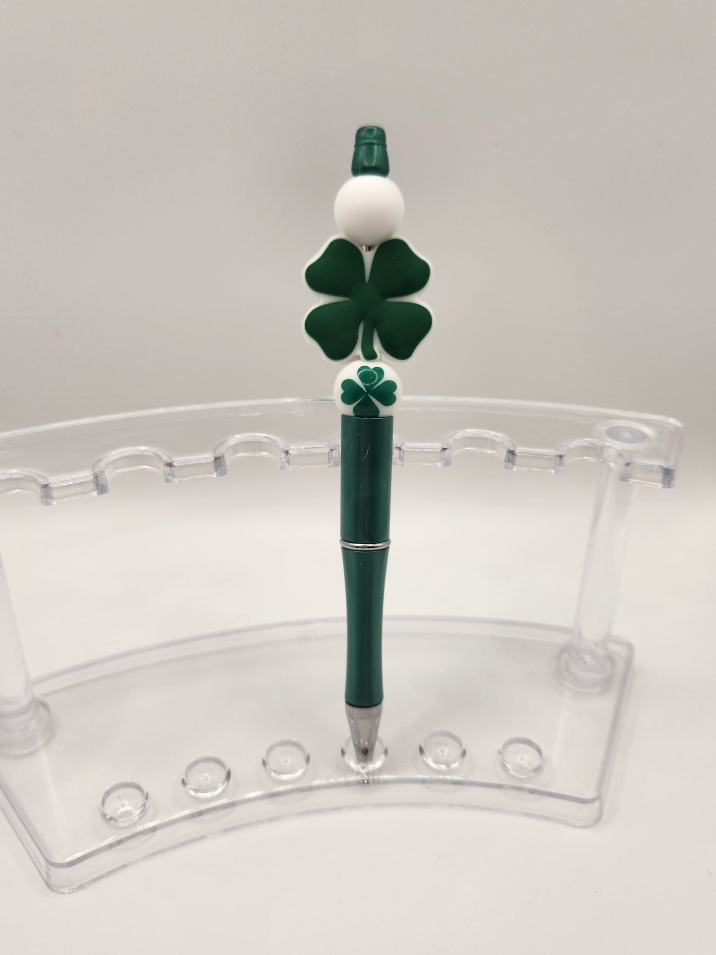 Dark Green 4 Leaf Clover Beaded Pen