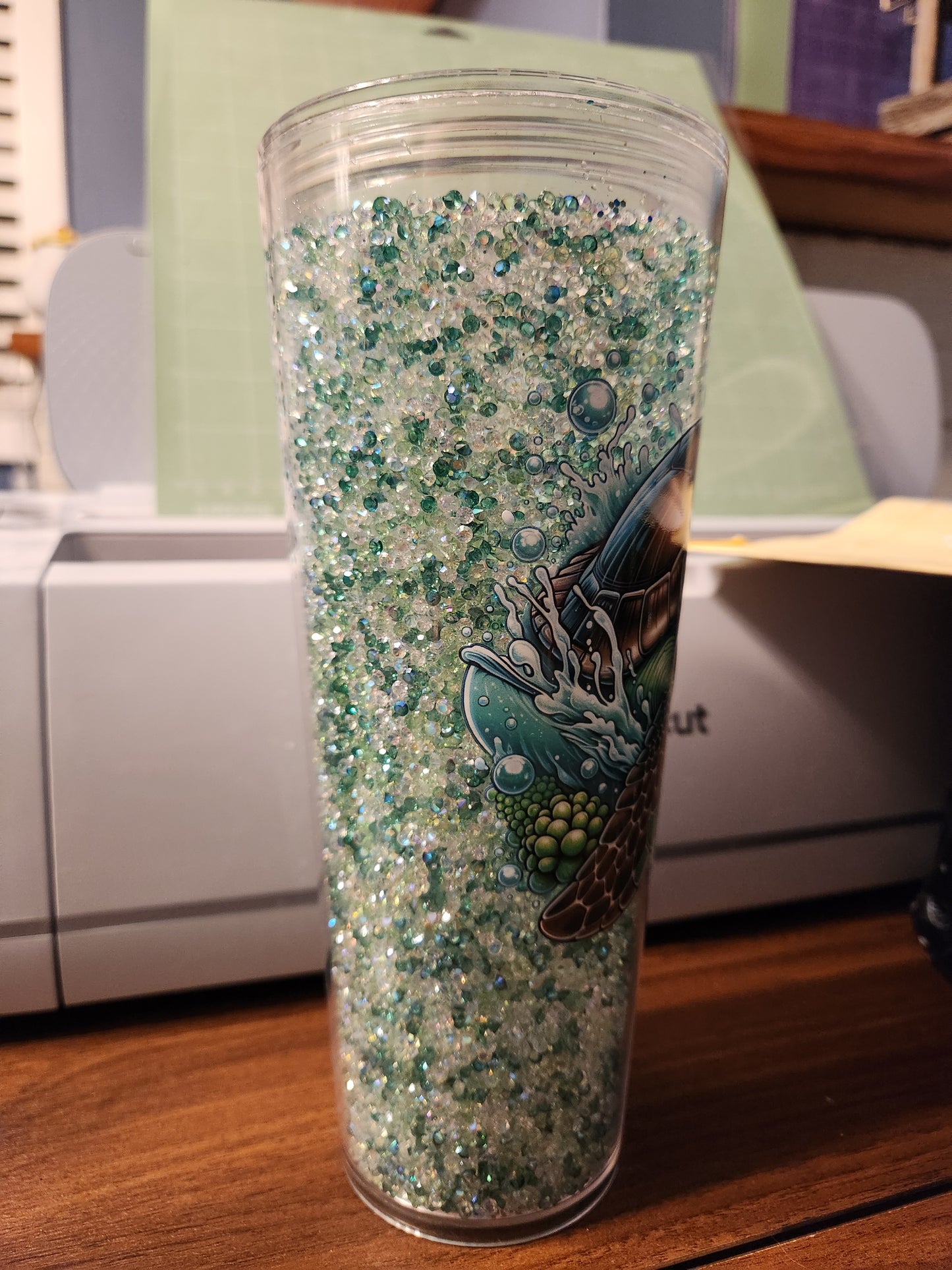 24oz Acrylic Snow Globe Tumbler with Straw
