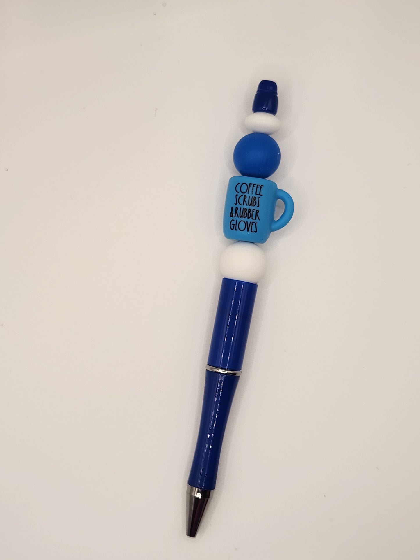 Blue Scrub Coffee Cup: Pre-Made Beaded Pen