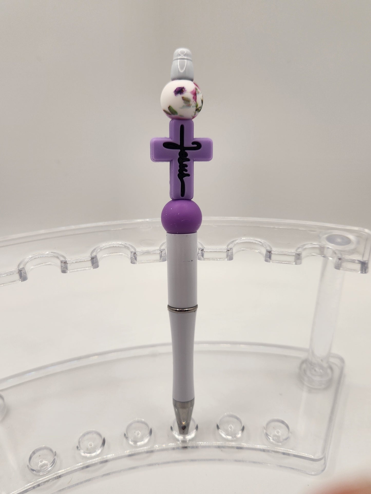 Purple Cross Beaded Pen