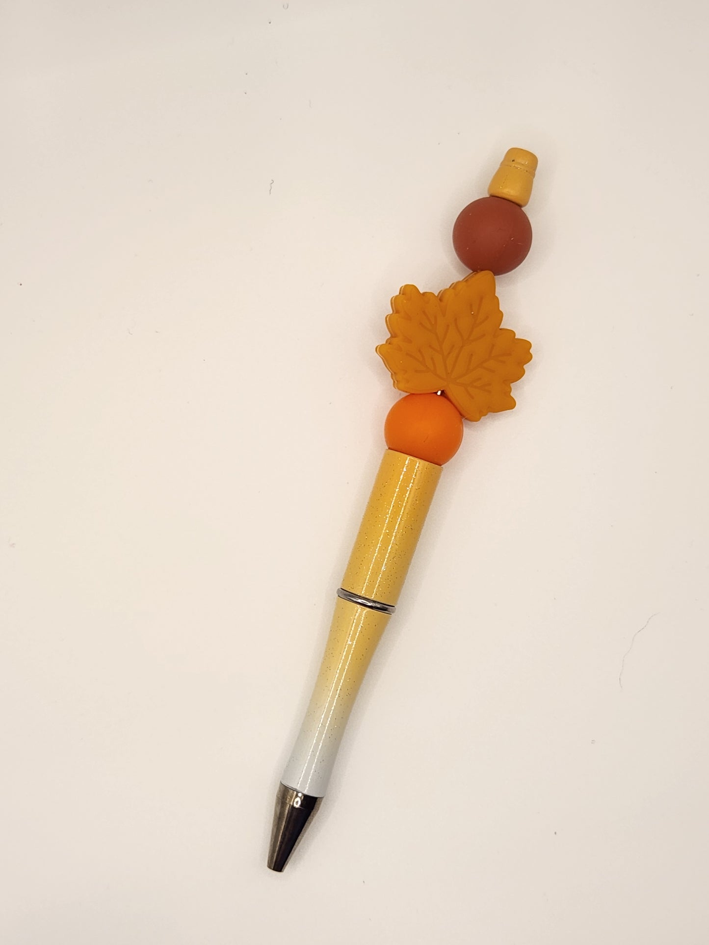 Golden Maple Leaf with Ombre: Pre-Made Beaded Pen