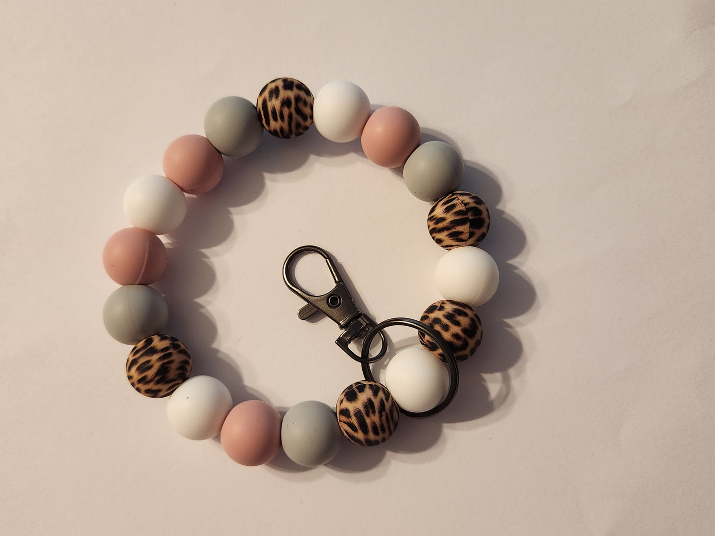 Pink Cheetah: Custom Wristlet Keychain: