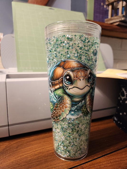 24oz Acrylic Snow Globe Tumbler with Straw