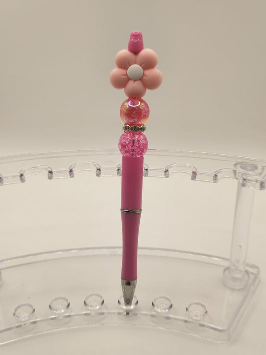 Acrylic & Silicone Flower Beaded Pen