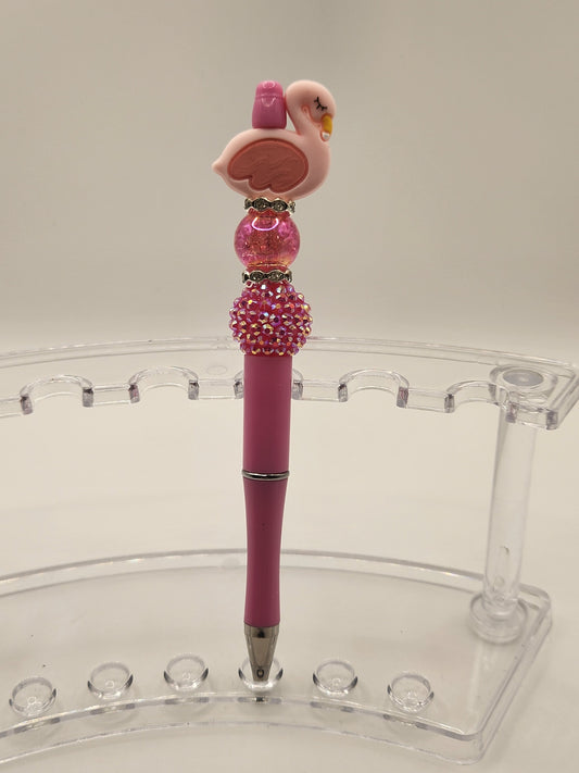 Acrylic & Silicone Flamingo Beaded Pen