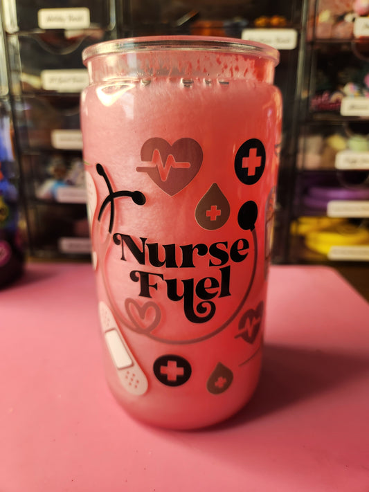 Nurse Fuel Pink Shimmer Tumbler