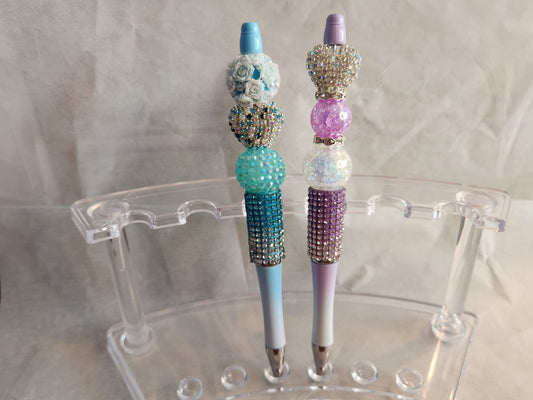 2 Fancy Rhinestone Beaded Pens