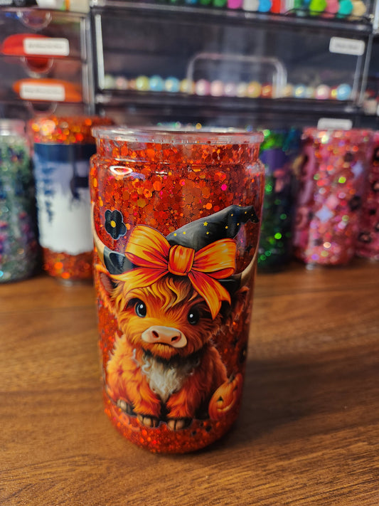 Halloween Highland Cow Acrylic Snow Globe