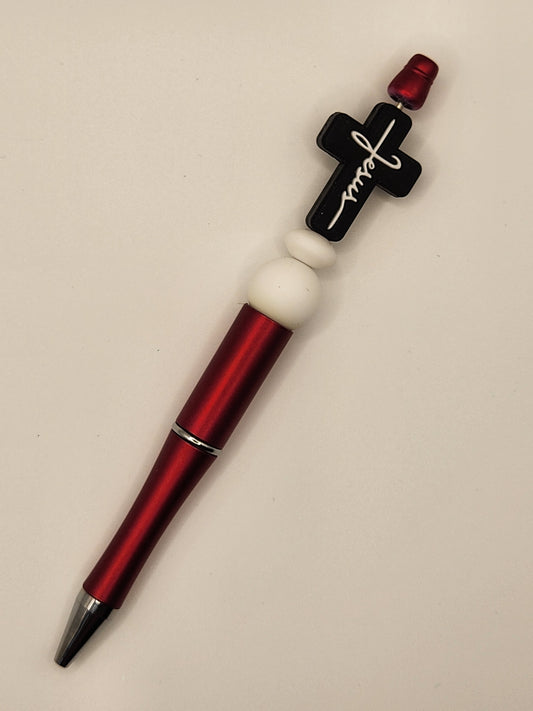 Black Cross Beaded Pen