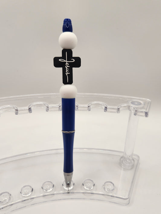 Black Cross Beaded Pen