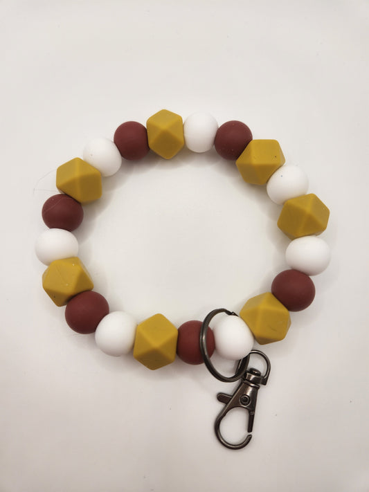Gold, Brown, & White Wristlet
