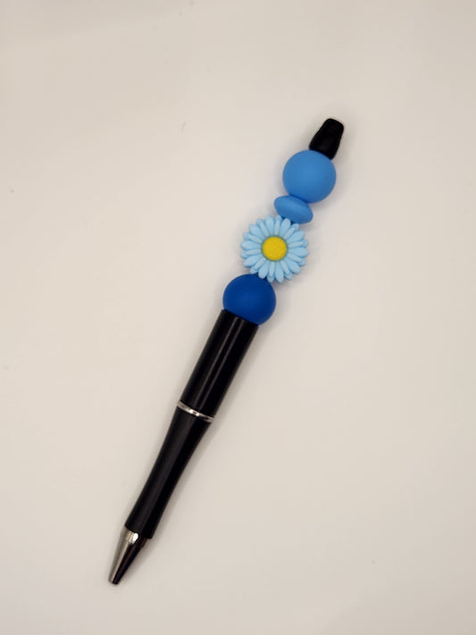 Blue Sunflower: Pre-Made Beaded Pen