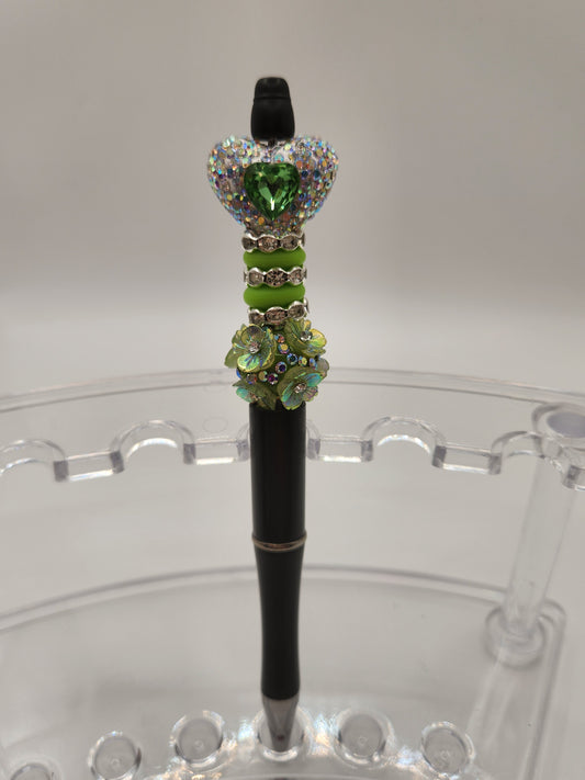 Light Green Gem Heart with Rhinestone