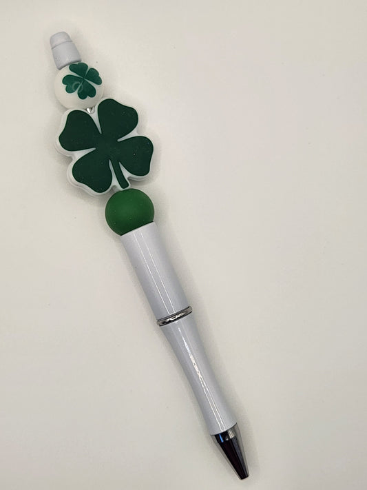 Dark 4 Leaf Clover Beaded Pen