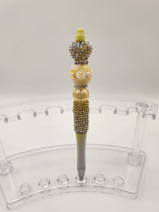 Yellow Heart on a Yellow Rhinestone Pen