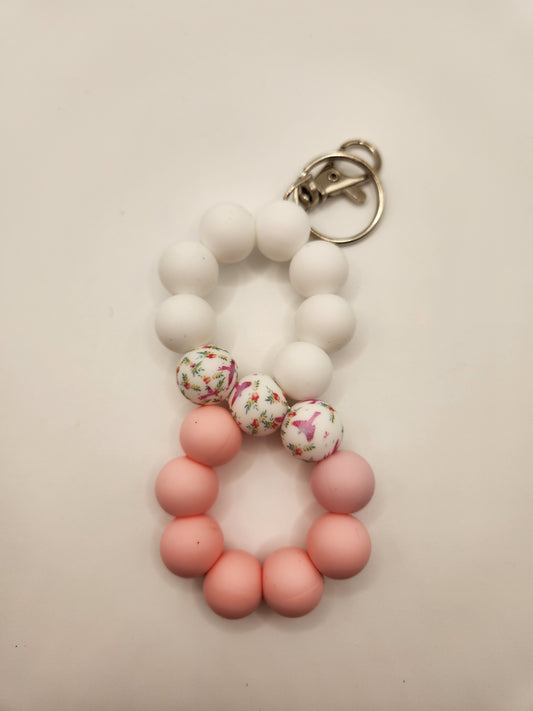 Pink with Birds Infinity Keychain