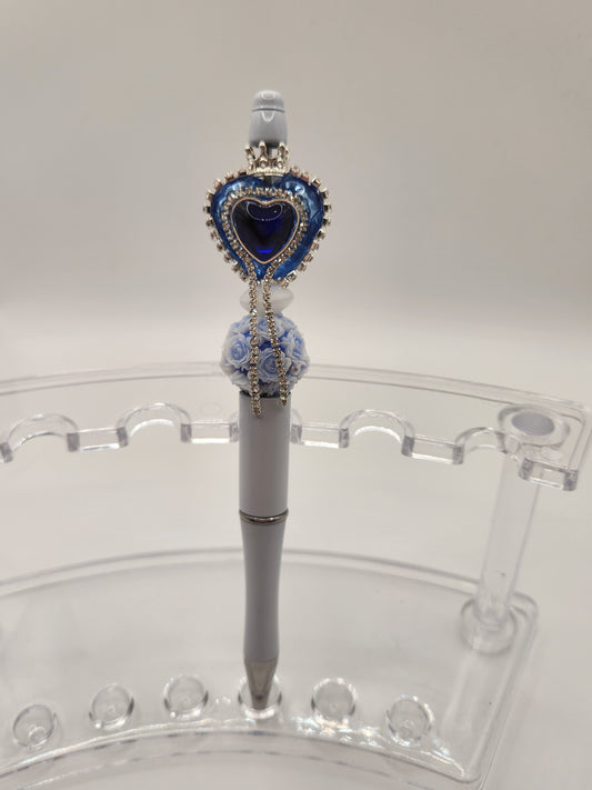 Dark Blue Heart with Rhinestone