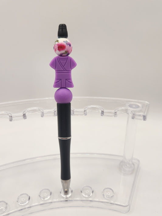 Purple Scrub Top Beaded Pen