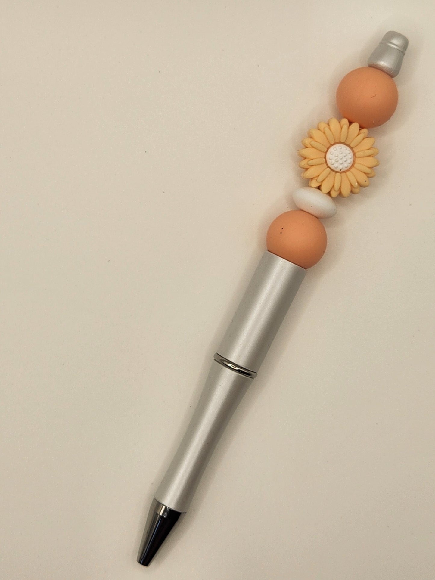 Peach Sun Flower Beaded Pen