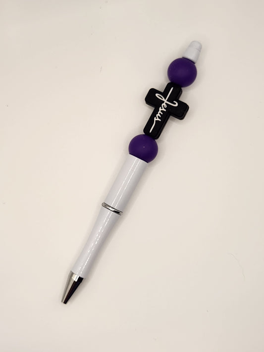 Faith Purple: Pre-Made Beaded Pen
